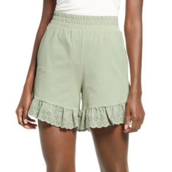 Vero Moda Pants - Vero Moda Juna Ruffle Hem Pull On Shorts Desert Sage - XS - Brand New With Tags